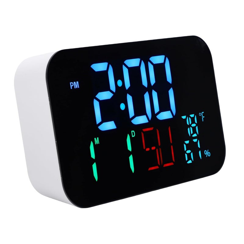 Luocute WiFi Smart Clock, Weather Station Alarm Date Day Large Display Brightness Adjustable Thermometer Humidity Digital Clock Compatible with Tuya Smart App, for Home Office (White Shell- Blue - Image 1
